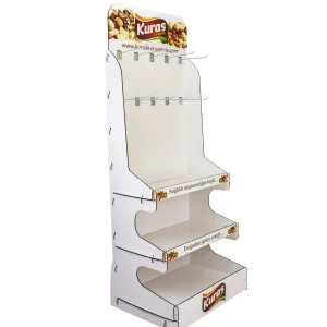 Askılı raflı ahşap stand – sağdan görünüm